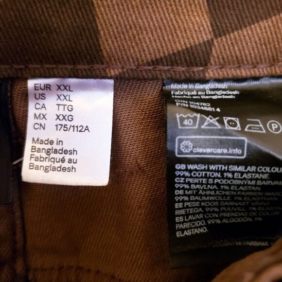 H&M Brown Checkered Denim Slit Hem Jean Straight Leg Pants Size XXL EUC - Picture 9 of 9